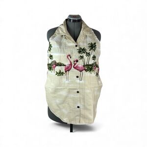 Bib For Adult | Handcrafted Dignity Cover‎  | Flamingo Button-Up  | 19" x 22"